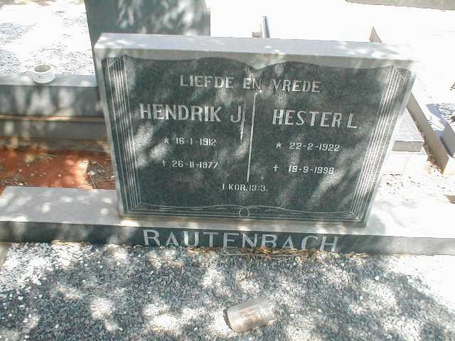 RAUTENBACH Hendrik J. 1912-1977 &amp; Hester L. 1922-1998