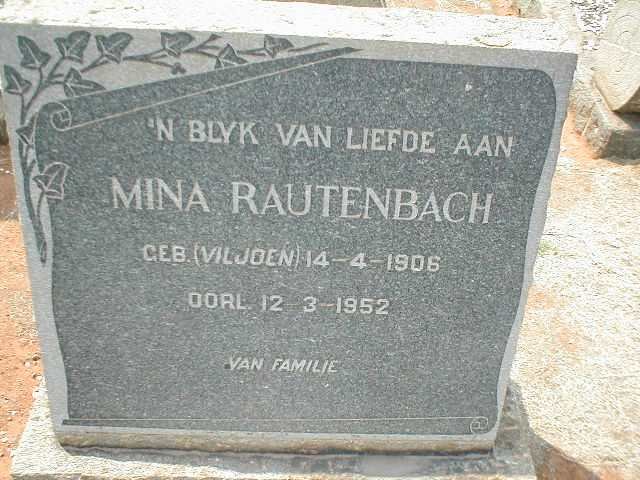 RAUTENBACH Mina nee VILJOEN 1906-1952