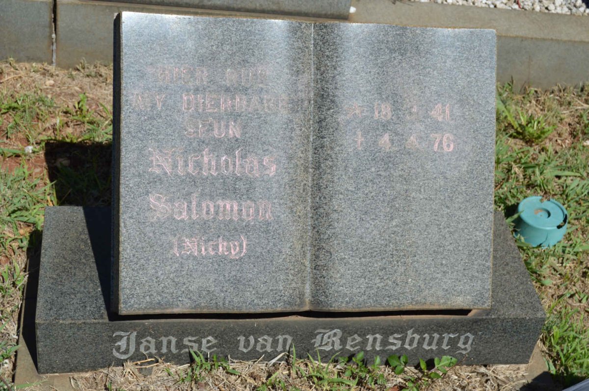 RENSBURG Nicholas Salomon, Janse van 1941-1976