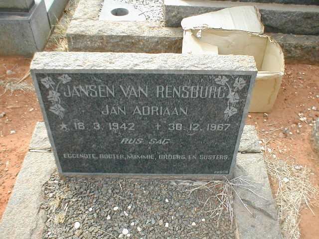 RENSBURG Jan Adriaan, Jansen van 1942-1967
