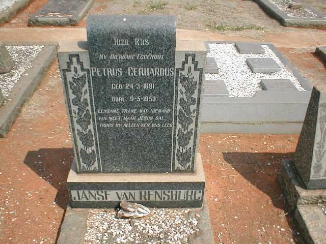 RENSBURG Petrus Gerhardus, Janse van 1891-1953