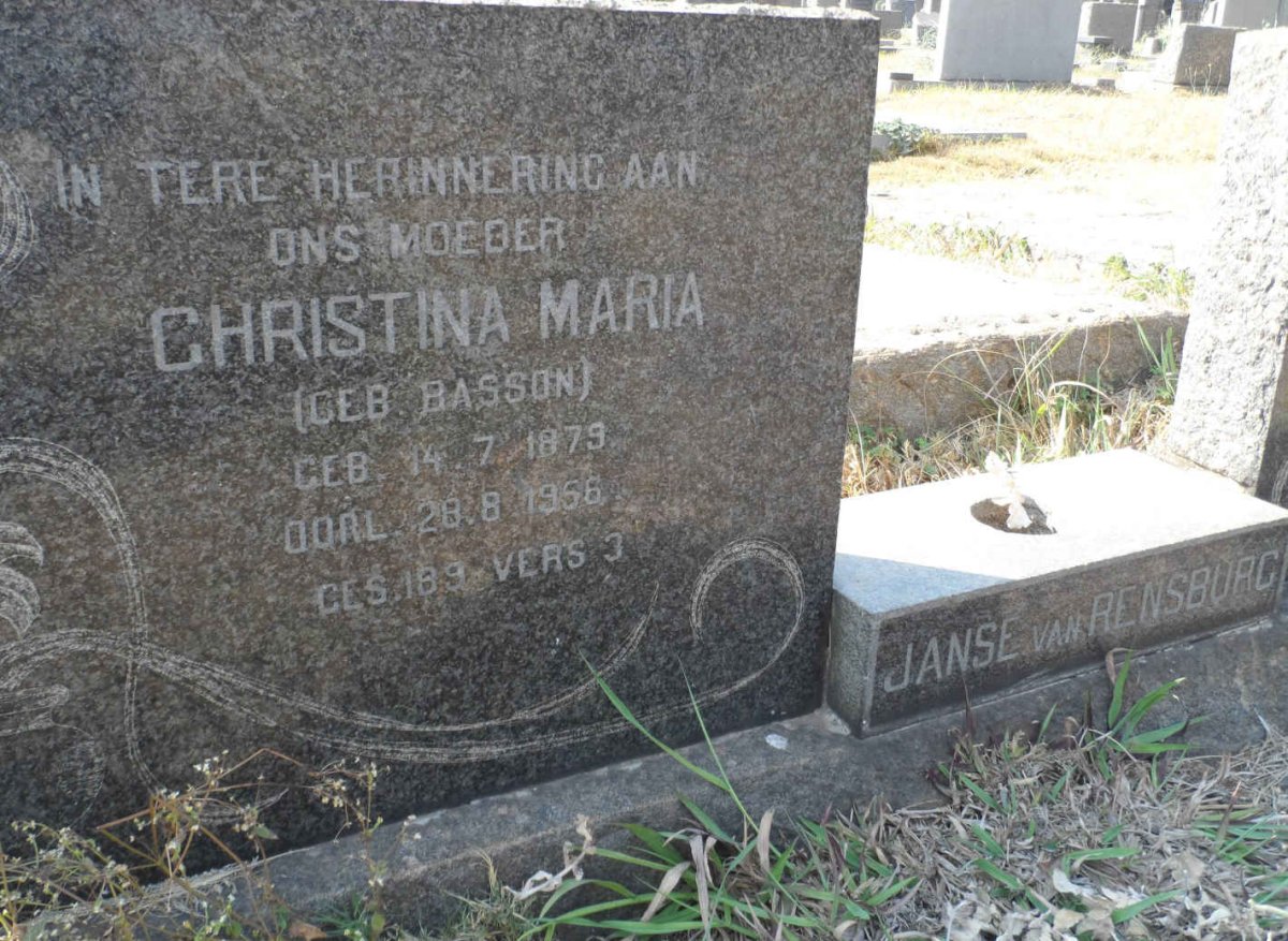RENSBURG Christina Maria, Janse van nee BASSON 1879-1956