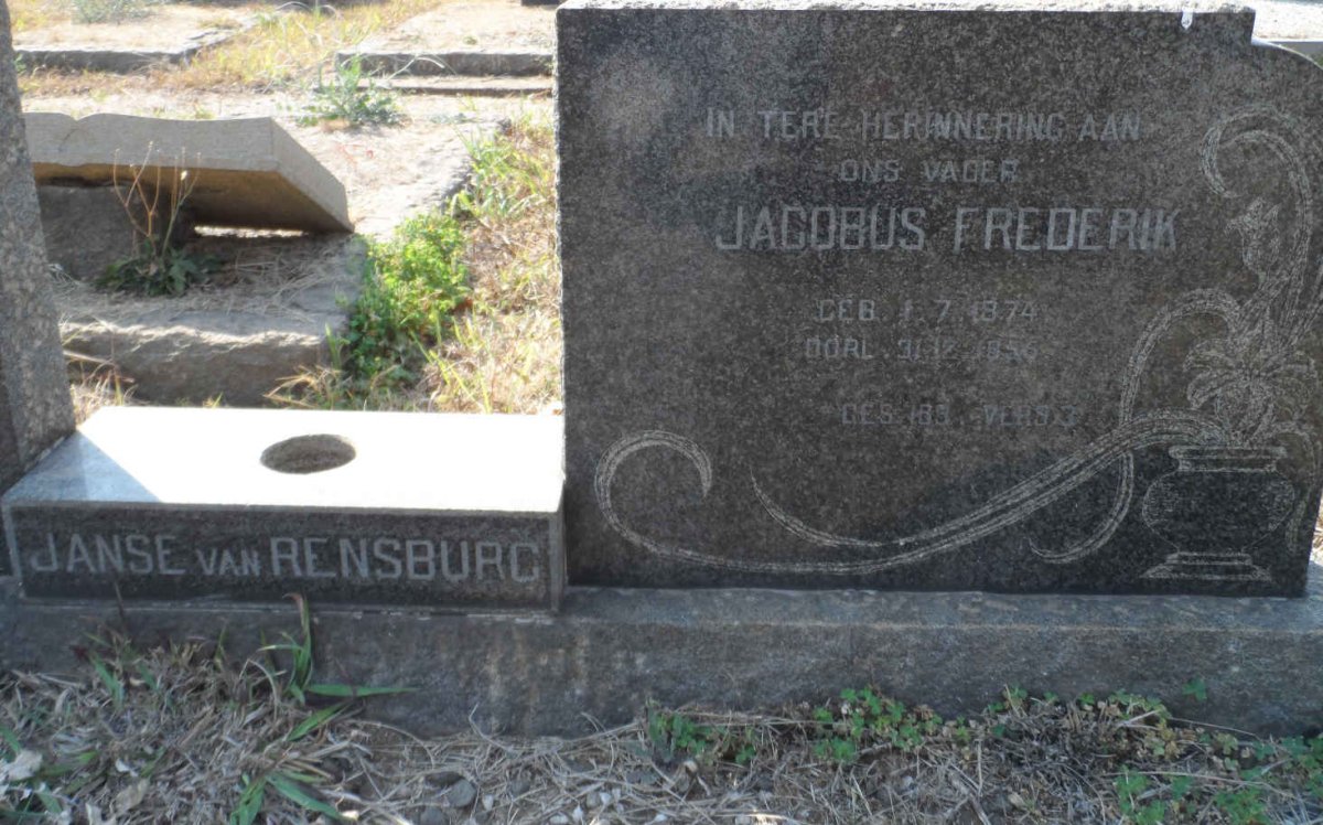 RENSBURG Jacobus Frederik, Janse van 1874-1956