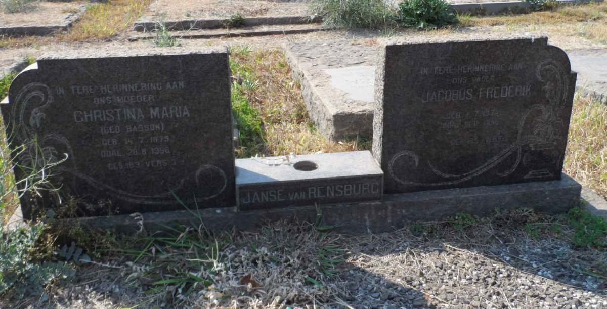 RENSBURG Jacobus Frederik, Janse van 1874-1956 &amp; Christina Maria BASSON 1879-1956