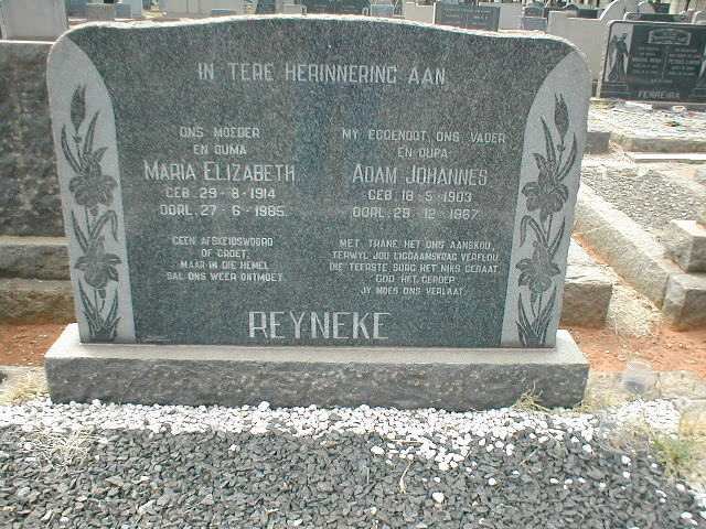 REYNEKE Adam Johannes 1903-1967 &amp; Maria Elizabeth 1914-1985