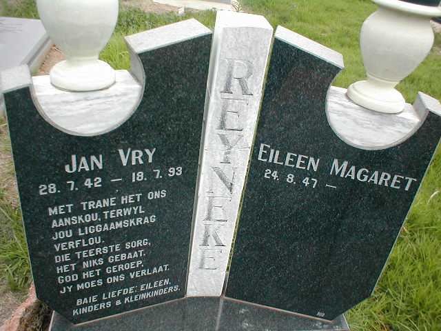 REYNEKE Jan Vry 1942-1993 &amp; Eileen Magaret 1947-