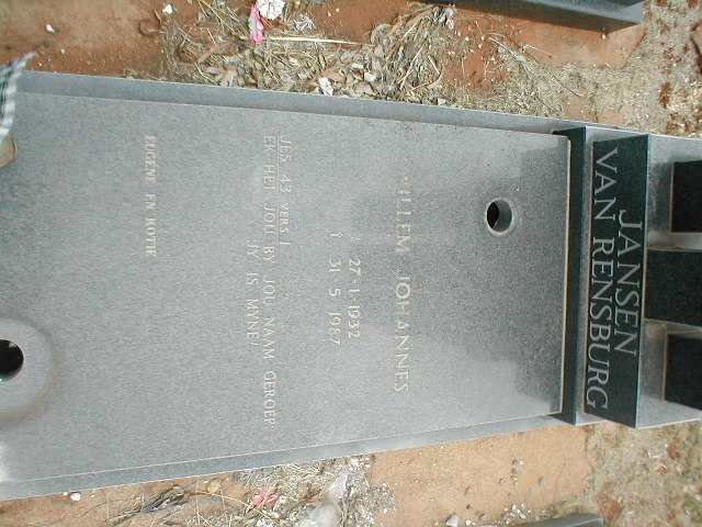 RENSBURG Willem Johannes, Jansen van 1932-1987