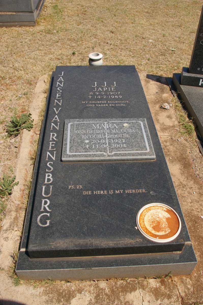 RENSBURG J.J.J., Jansen van 1907-1989 &amp; Mara 1927-2004