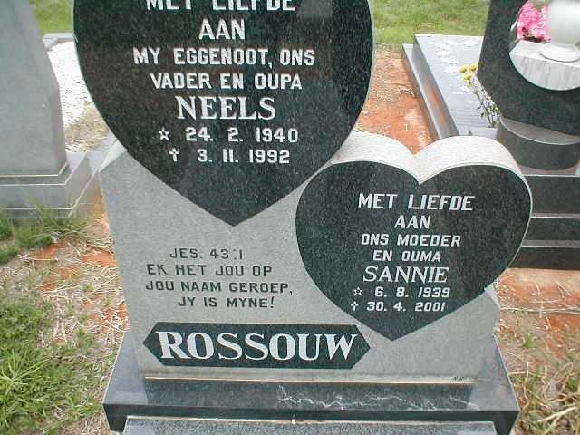 ROSSOUW Neels 1940-1992 &amp; Sannie 1939-2001