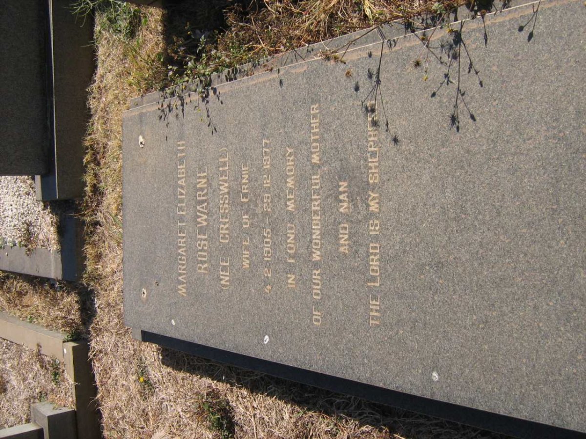 ROSEWARNE Margaret Elizabeth nee CRESSWELL 1905-1977