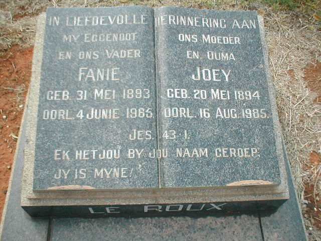 ROUX Fanie, le 1893-1965 &amp; Joey 1894-1985
