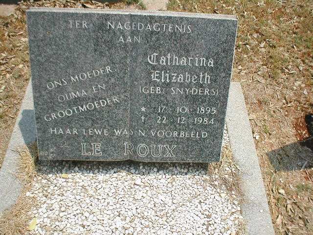 ROUX Catharina Elizabeth, le nee SNYDERS 1895-1984
