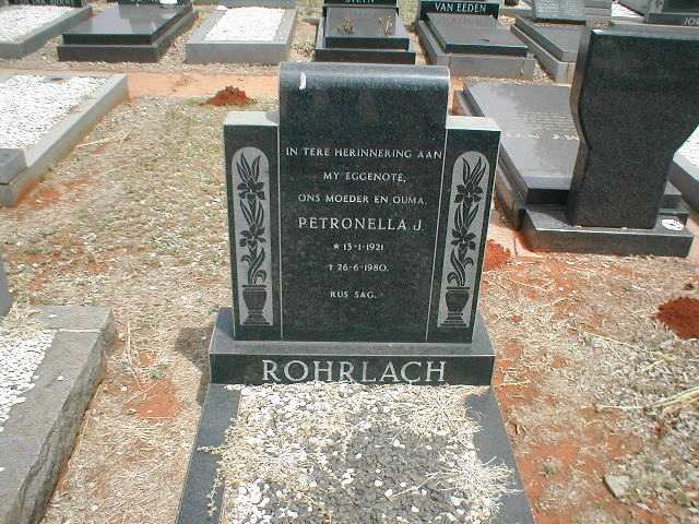 ROHRLACH Petronella J. 1921-1980