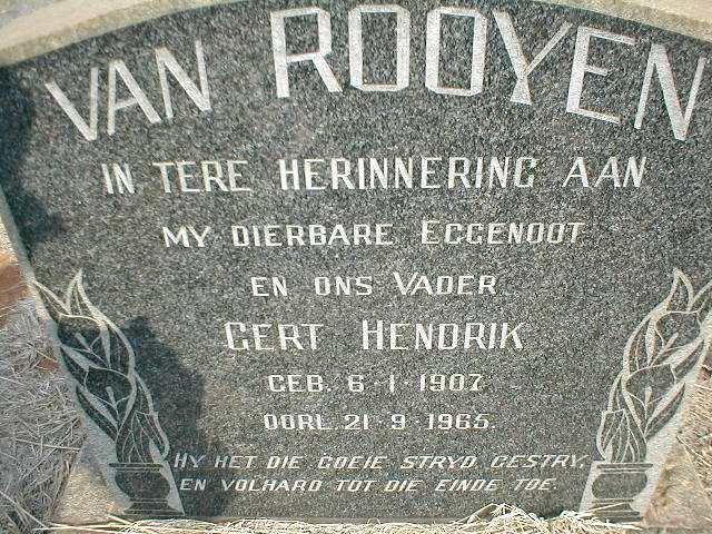 ROOYEN Gert Hendrik, van 1907-1965