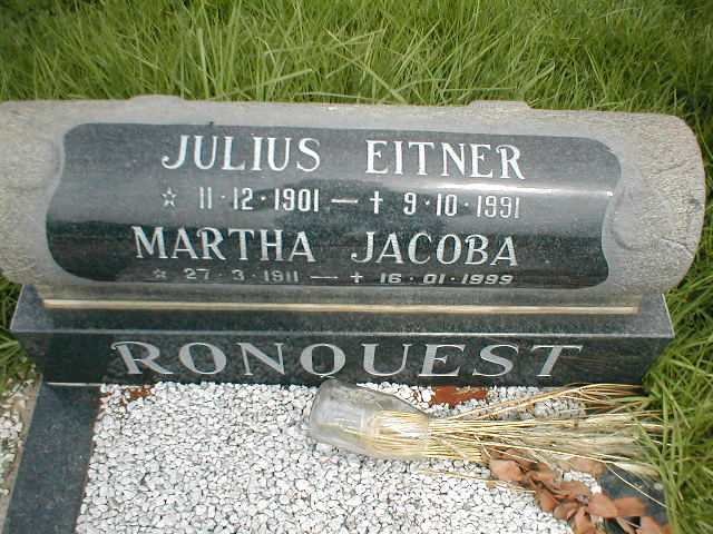 RONQUEST Julius Eitner 1901-1991 &amp; Martha Jacoba 1911-1999