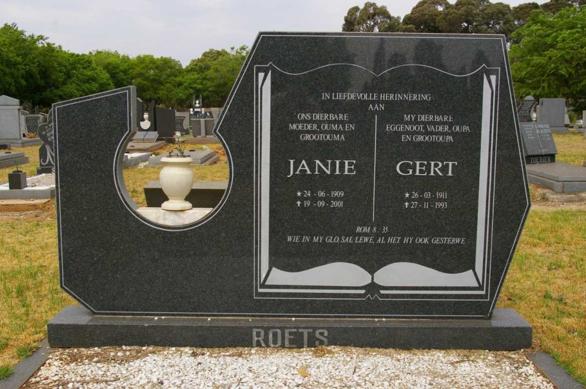 ROETS Gert 1911-1993 &amp; Janie 1909-2001