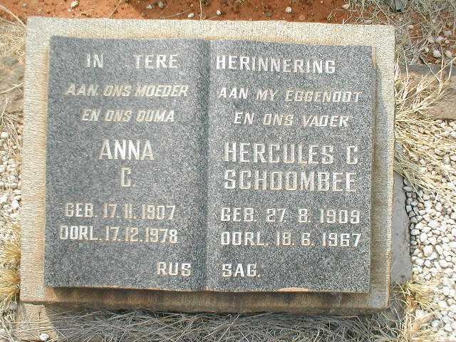SCHOOMBEE Hercules C. 1909-1967 &amp; Anna C. 1907-1978