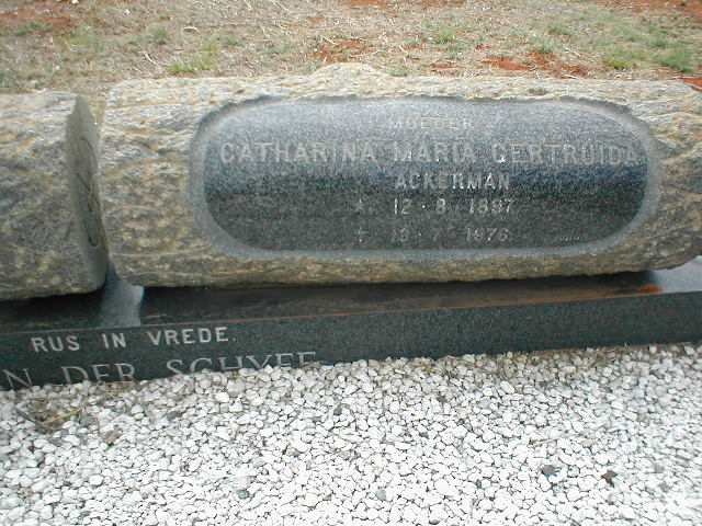 SCHYFF Catharina Maria Gertruida, van der nee ACKERMAN 1897-1976