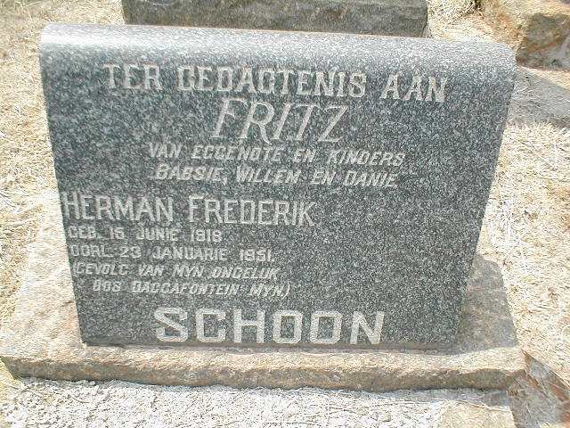 SCHOON Herman Frederik 1918-1951