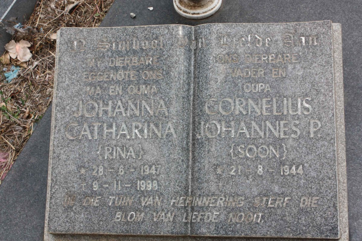 SCHUTTE Cornelius Johannes P. 1944- &amp; Johanna Catharina 1947-1998