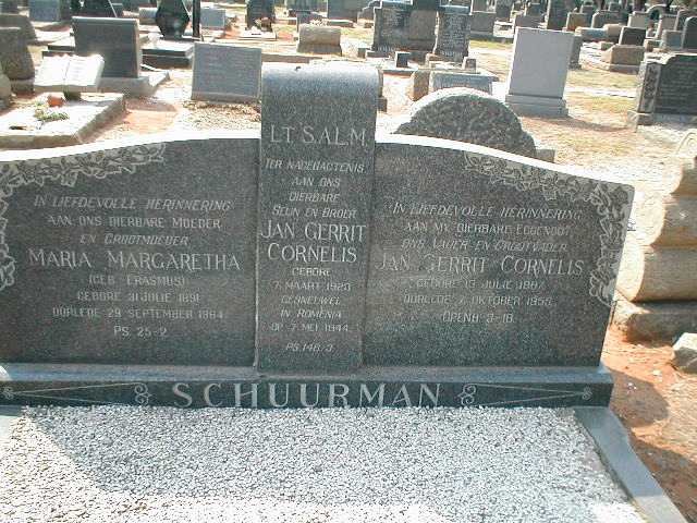 SCHUURMAN Jan Gerrit Cornelis 1887-1955 &amp; Maria Margaretha ERASMUS 1891-1964 :: SCHUURMAN Jan Gerrit Cornelis 1920-1944