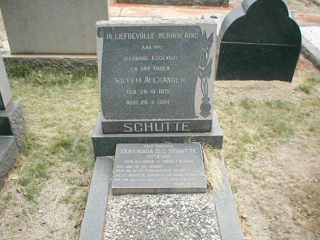 SCHUTTE Willem Alexander 1878-1964 &amp; Gertruida S.C. STEYN 1884-1970