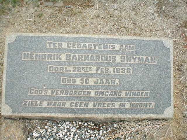 SNYMAN Hendrik Barnardus 1888-1938