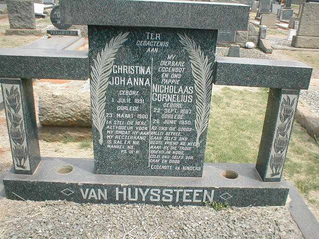 HUYSSTEEN Nicholaas Cornelius, van 1887-1950 &amp; Christina Johanna 1891-1980