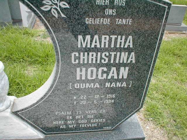 HOGAN Martha Christina 1916-1994