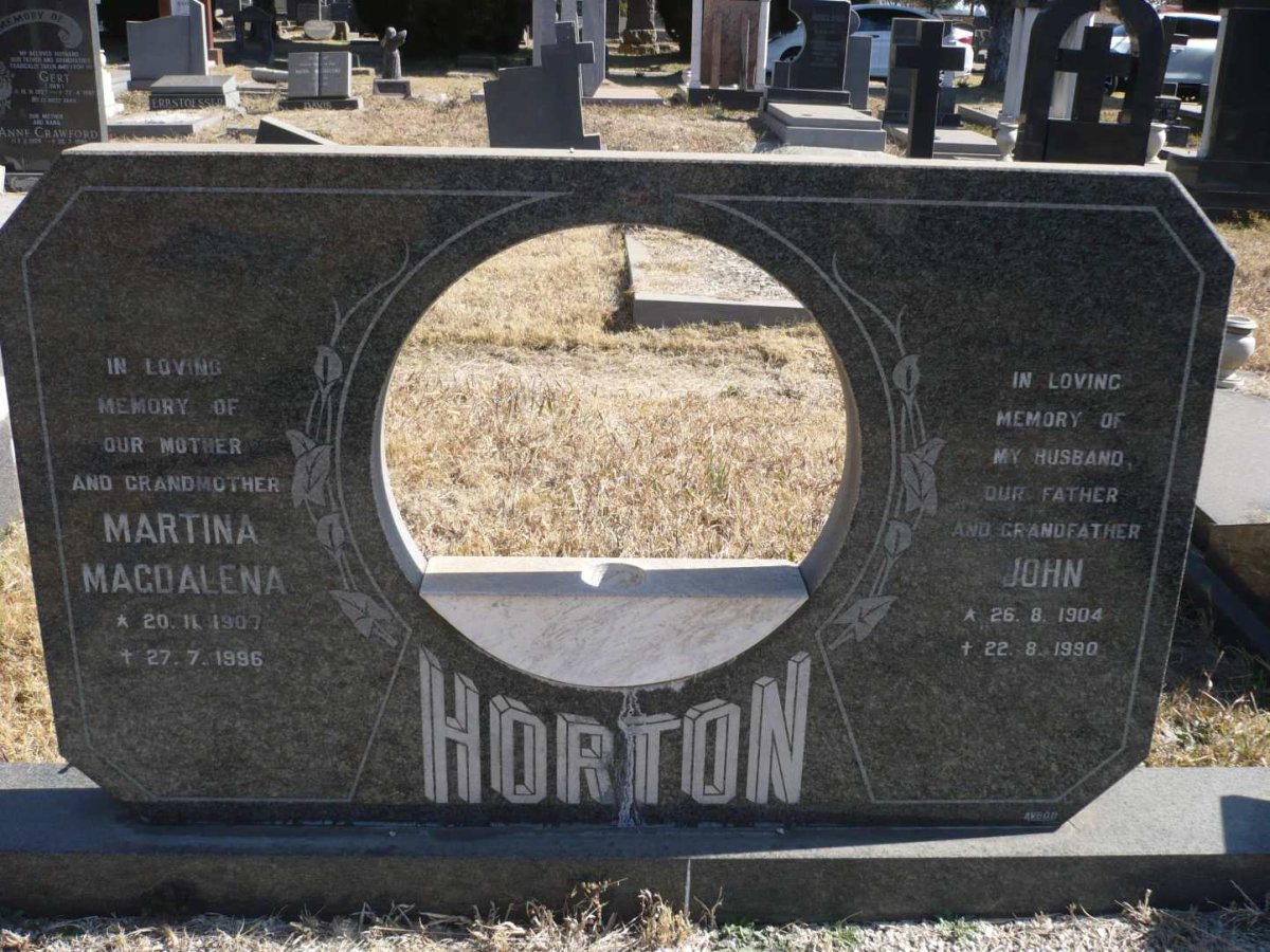 HORTON John 1904-1990 &amp; Martina Magdalena 1907-1996
