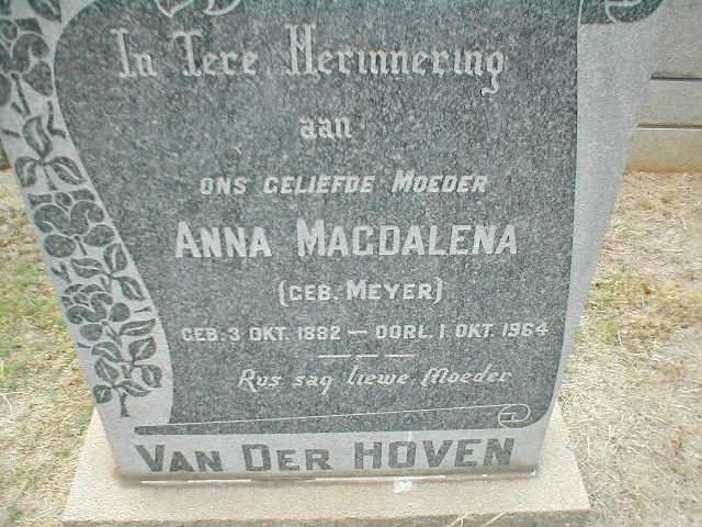 HOVEN Anna Magdalena, van der nee MEYER 1882-1964