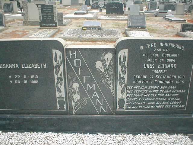 HOFFMANN Dirk Eduard 1910-1965 &amp; Susanna Elizabeth 1913-1983
