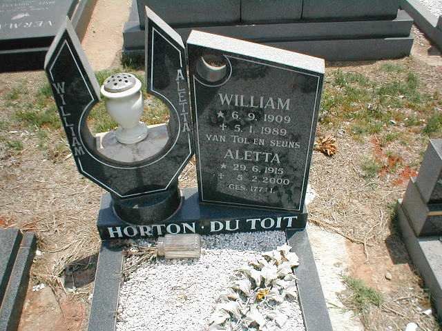 HORTON William 1909-1989 :: DU TOIT Aletta 1915 -2000