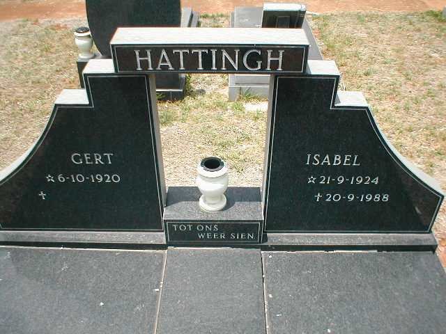 HATTINGH Gert 1920- &amp; Isabel 1924-1988