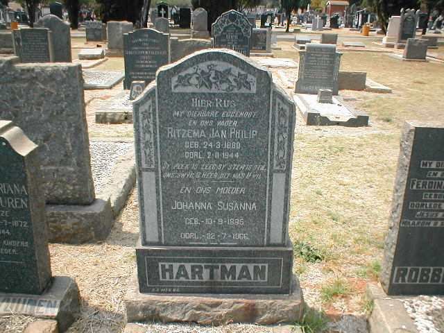 HARTMAN Ritzema Jan Philip 1880-1944 &amp; Johanna Susanna 1889-1966
