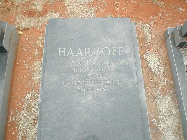 HAARHOFF Anna C.F. 1900-1987