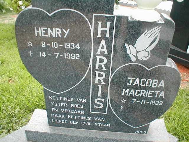 HARRIS Henry 1934-1992 &amp; Jacoba Magrieta 1939-