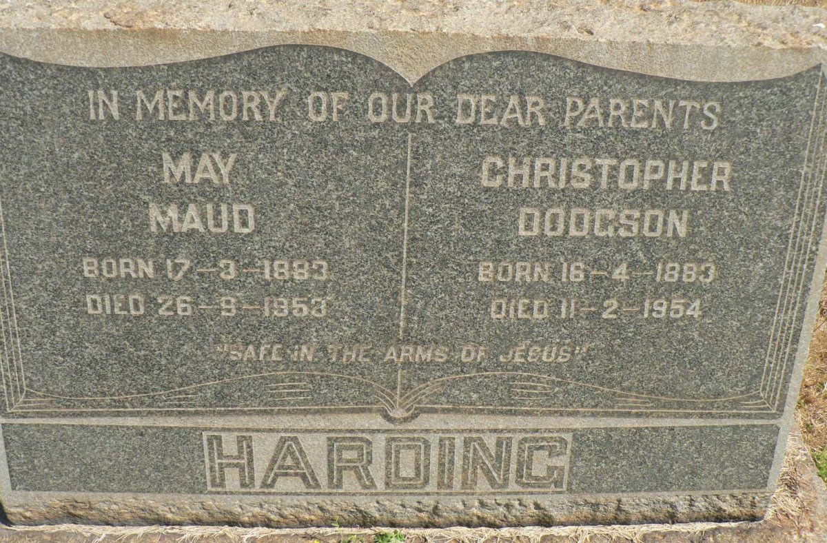 HARDING Christopher Dodgson 1883-1954 &amp; May Maud 1883-1953