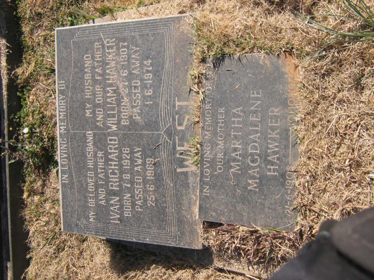 HAWKER William 1907-1974 &amp; Martha Magdalene 1908-1977 :: WEST Ivan William 1926-1969