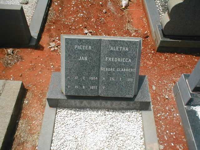 HAMMES Pieter Jan 1904-1972 &amp; Aletha Fredrieca SLABBERT 1911-