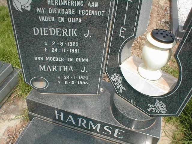 HARMSE Diederik J. 1923-1991 &amp; Martha J. 1923-1995