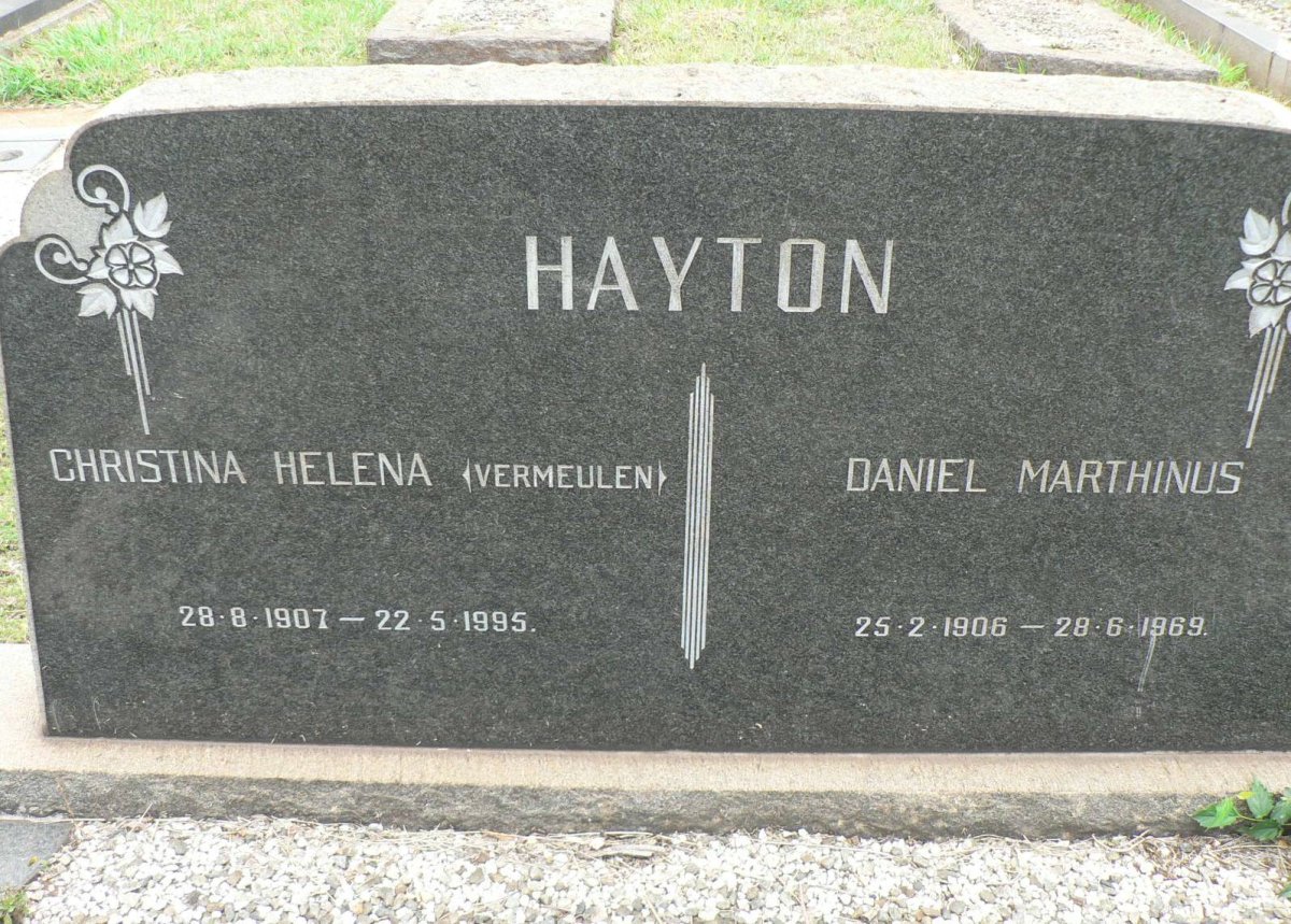 HAYTON Daniel Marthinus 1906-1969 &amp; Christina Helena VERMEULEN 1907-1995