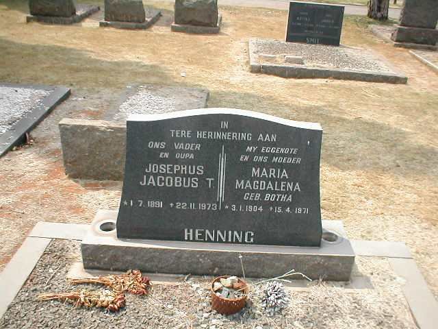 HENNING Josephus Jacobus T. 1891-1973 &amp; Maria Magdalena BOTHA 1904-1971