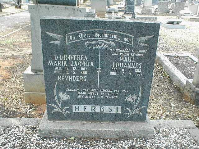 HERBST Paul Johannes 1913-1967 &amp; Dorothea Maria Jacoba REYNDERS 1917-1988