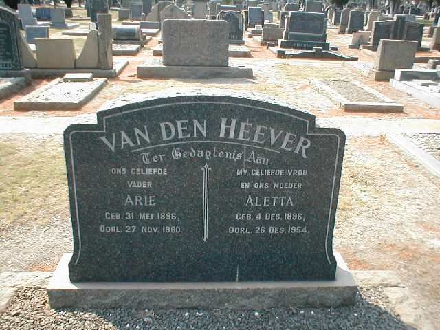 HEEVER Arie, van den 1896-1960 &amp; Aletta 1896-1954
