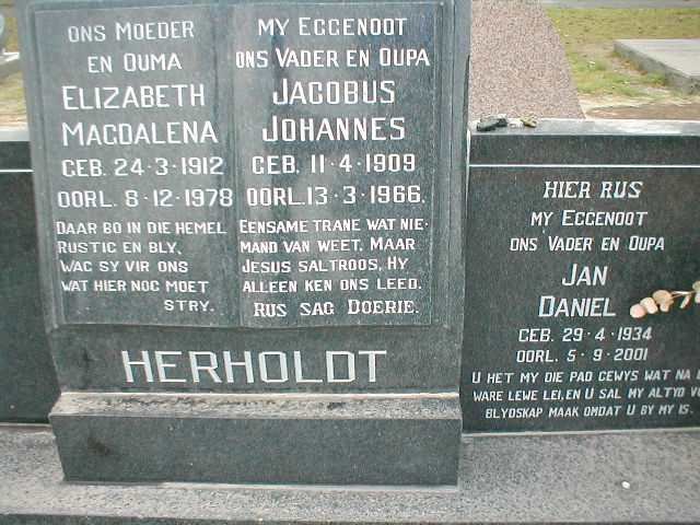 HERHOLDT Jacobus Johannes 1909-1966 &amp; Elizabeth Magdalena 1912-1978 :: HERHOLDT Jan Daniel 1934-2001