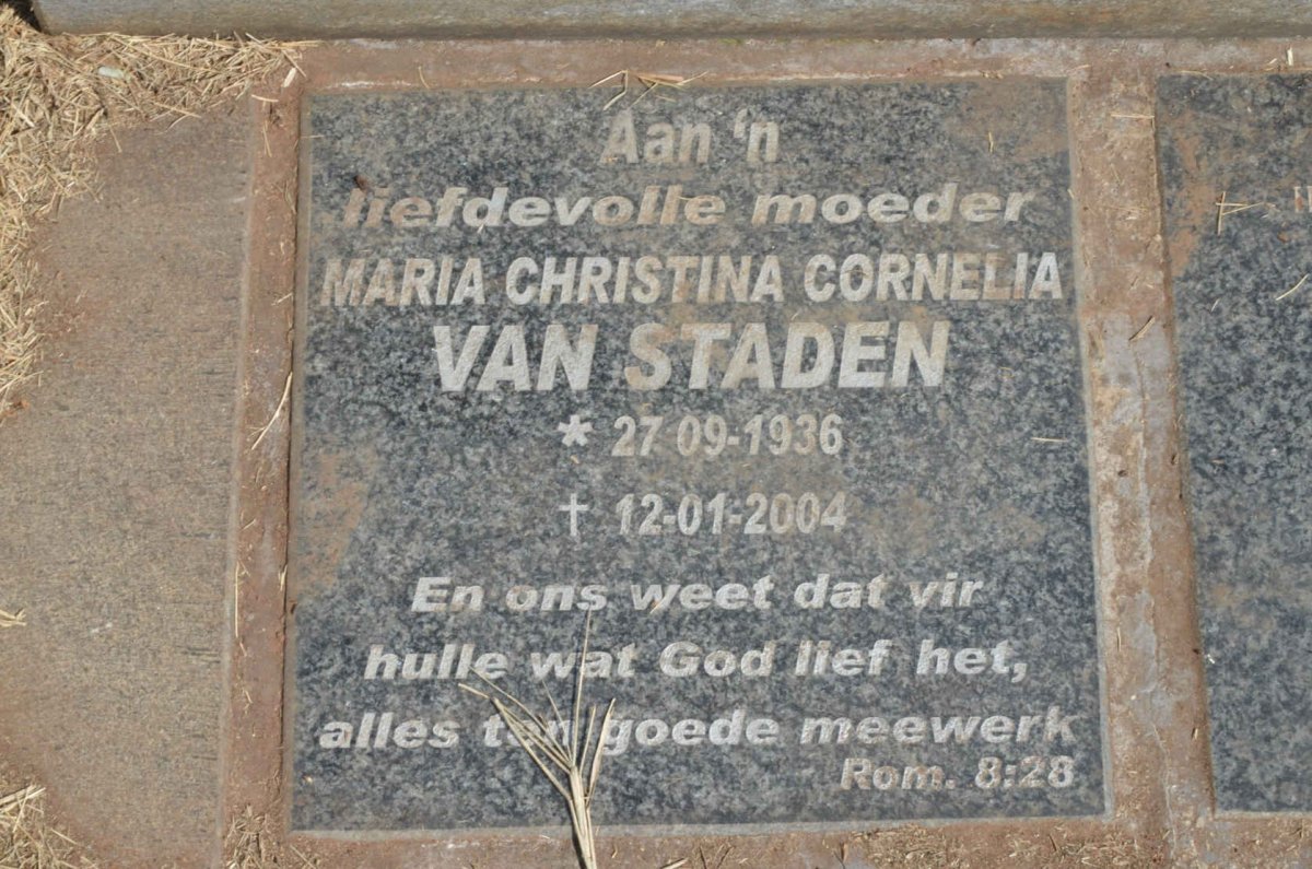 HENDRICKS Christina 1918-1975 :: VAN STADEN Maria Christina Cornelia 1936-2004 :: V. D. BERG Sannie M.K. 1940-2011