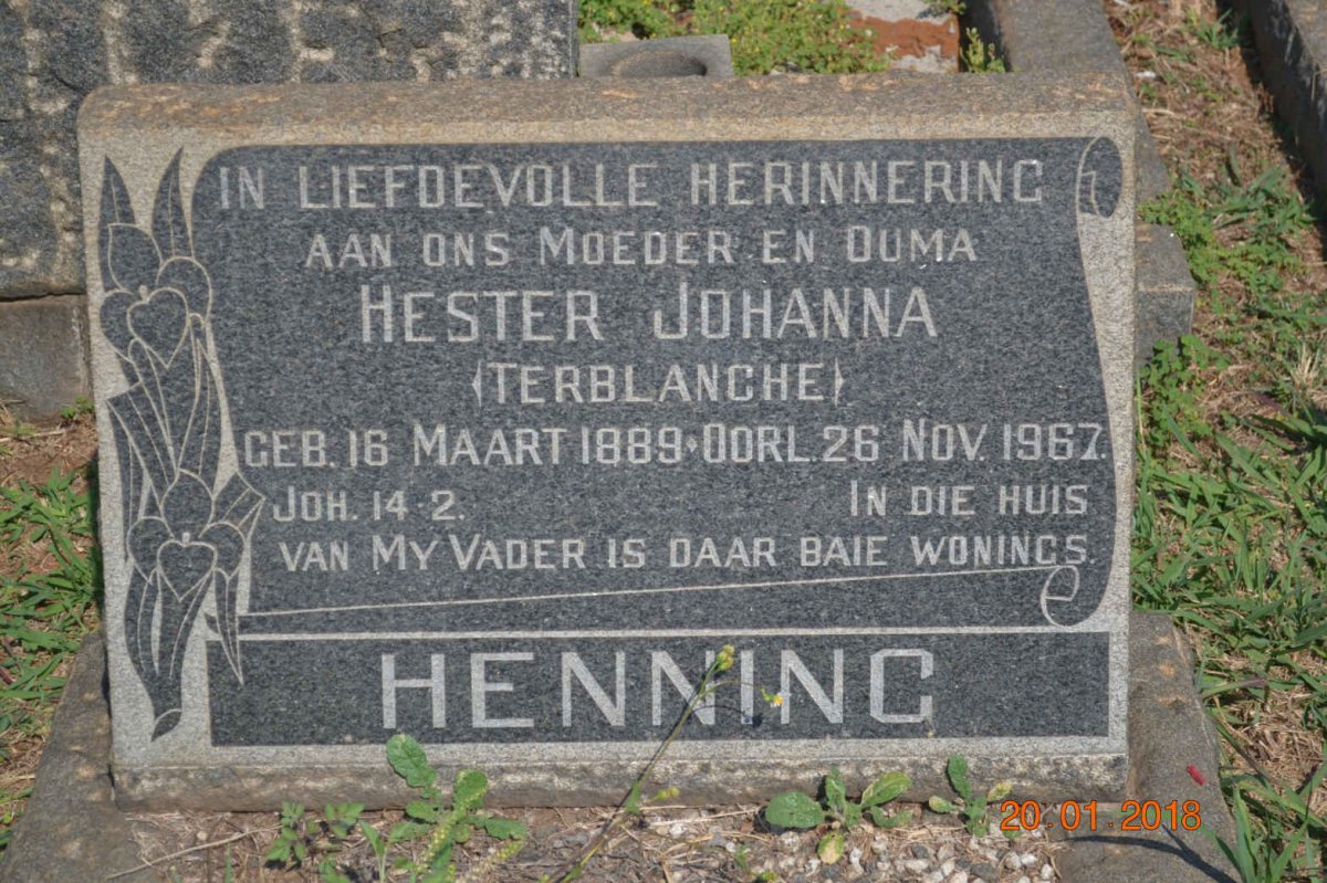 HENNING Hester Johanna nee TERBLANCHE 1889-1967