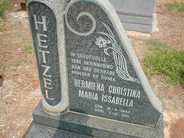 HETZEL Hermiena Christina Maria Issabella 1942-1991