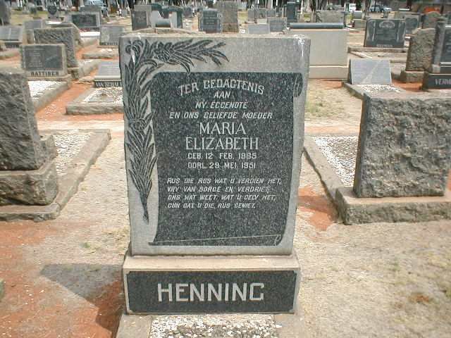 HENNING Maria Elizabeth 1885-1951